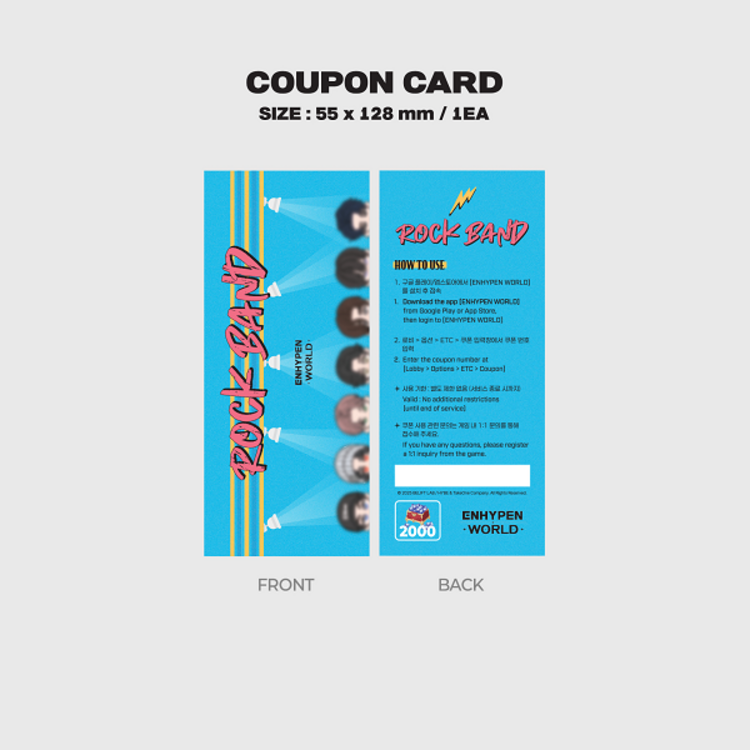 ENHYPEN (엔하이픈) - "WORLD" COUPON CARD COLLECTION [ROCK BAND BASIC VER.]