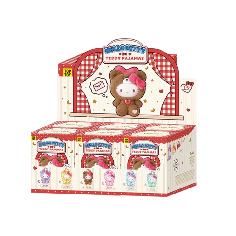 TOP TOY - HELLO KITTY [TEDDY PAJAMAS] - PLUSH DOLL KEYCHAIN BLINDBOX