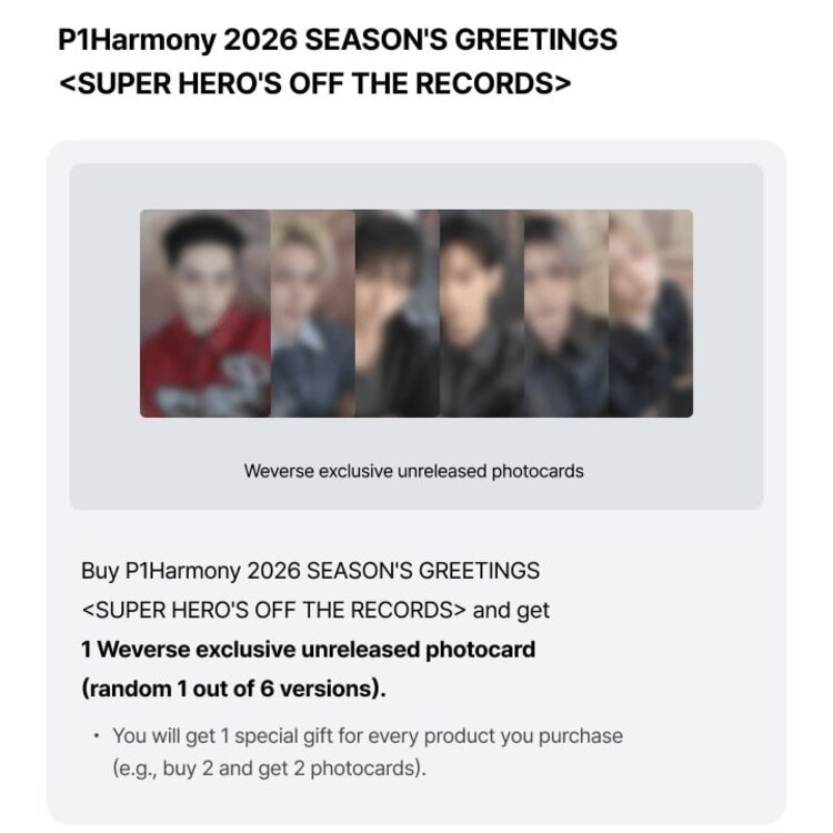 P1HARMONY (피원하모니) - 2026 SEASON'S GREETINGS [SUPER HERO'S OFF THE RECORDS] [DESK CALENDAR] PACKAGE + [WEVERSE GIFT]