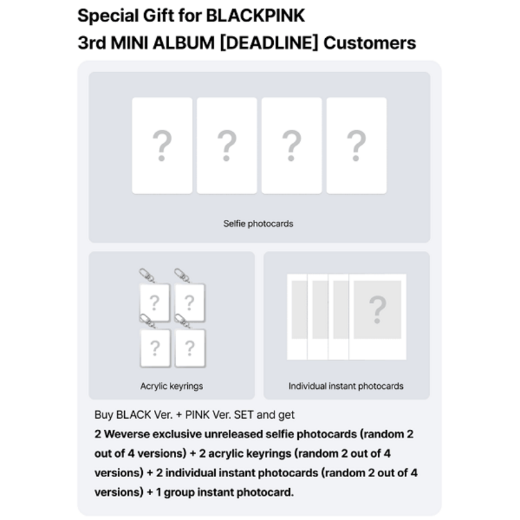 BLACKPINK (블랙핑크) - DEADLINE - [BLACK + PINK VER. SET] - 3RD MINI ALBUM + [WEVERSE GIFT]
