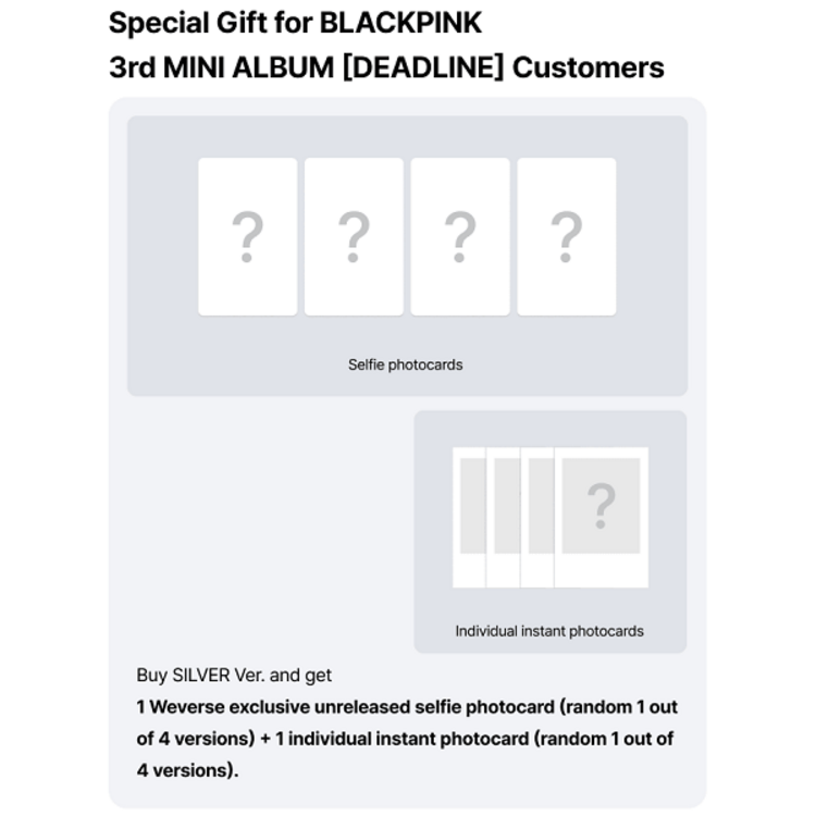 BLACKPINK (블랙핑크) - DEADLINE - [GRAY VER.] - 3RD MINI ALBUM + [WEVERSE GIFT]
