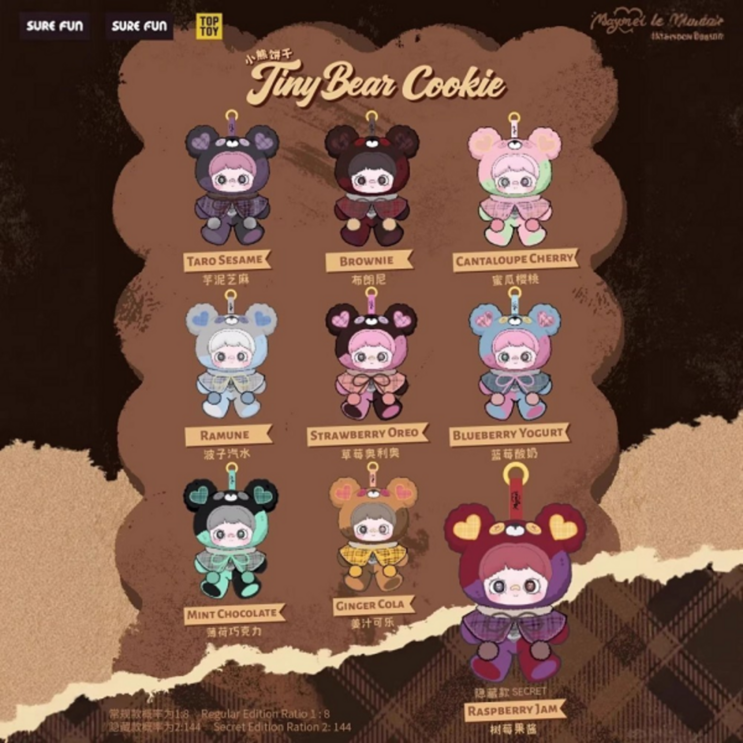TOP TOY - MAYMEI [TINY BEAR COOKIE] - PLUSH DOLL KEYCHAIN BLINDBOX