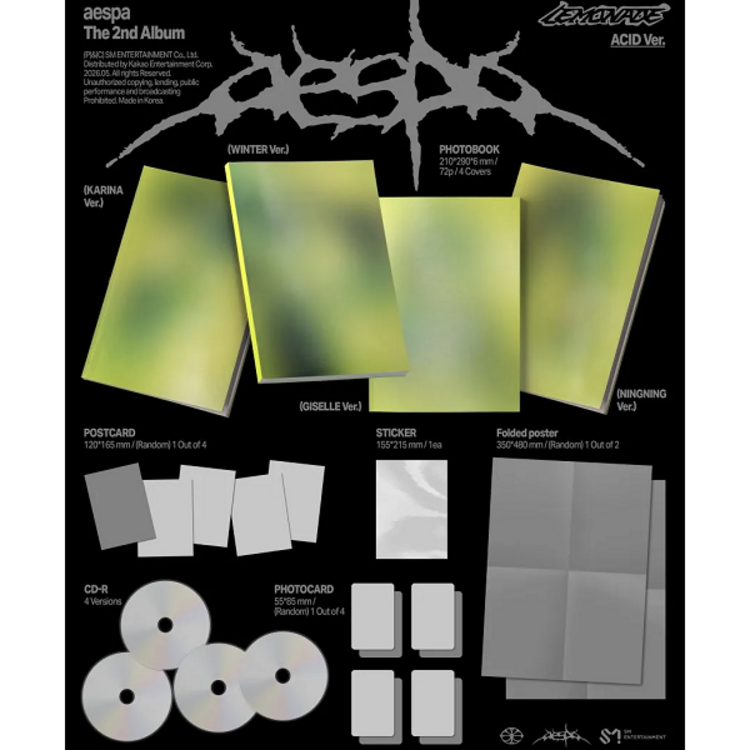 [PREORDER] AESPA (에스파) - LEMONADE - [ACID VER.] - 2ND ALBUM + [APPLE MUSIC PHOTOCARD]