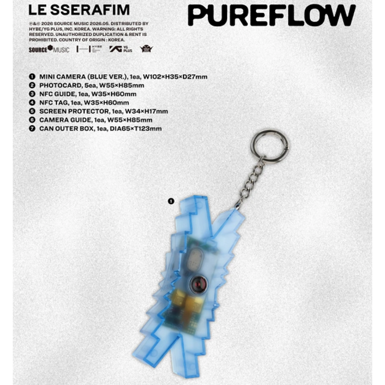 [PREORDER] LE SSERAFIM (르세라핌) - PUREFLOW PT.1 - [MINI CAMERA / BLUE VER.] - 2ND STUDIO ALBUM