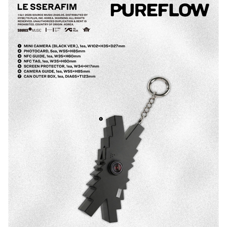 [PREORDER] LE SSERAFIM (르세라핌) - PUREFLOW PT.1 - [MINI CAMERA / BLACK VER.] - 2ND STUDIO ALBUM