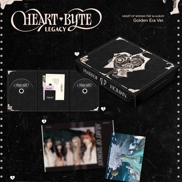[PREORDER] HEART OF WOMAN (하트오브우먼) - HEART BYTE : LEGACY - [GOLDEN ERA VER.] - 1ST ALBUM