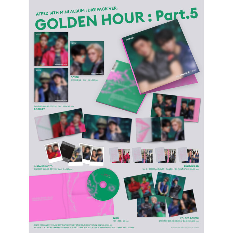 [PREORDER] ATEEZ (에이티즈) - GOLDEN HOUR PART.5 - [UNIT DIGIPACK] - 14TH MINI ALBUM + [APPLE MUSIC PHOTOCARD]