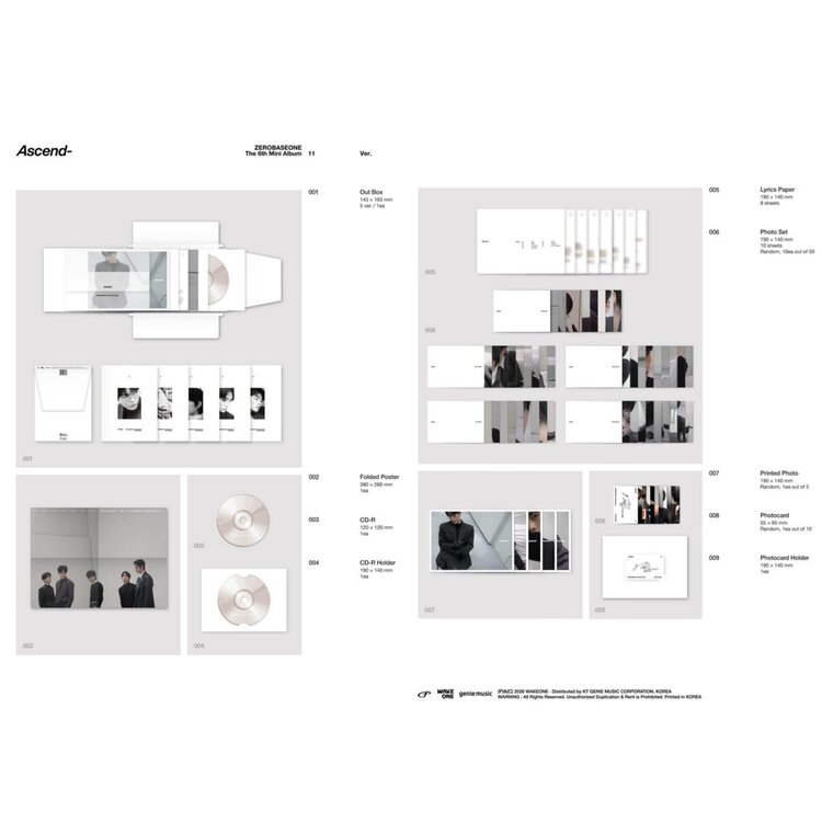 ZEROBASEONE (제로베이스원) - [ASCEND-] - [11 VER.] - 6TH MINI ALBUM + [APPLE MUSIC PHOTOCARD]