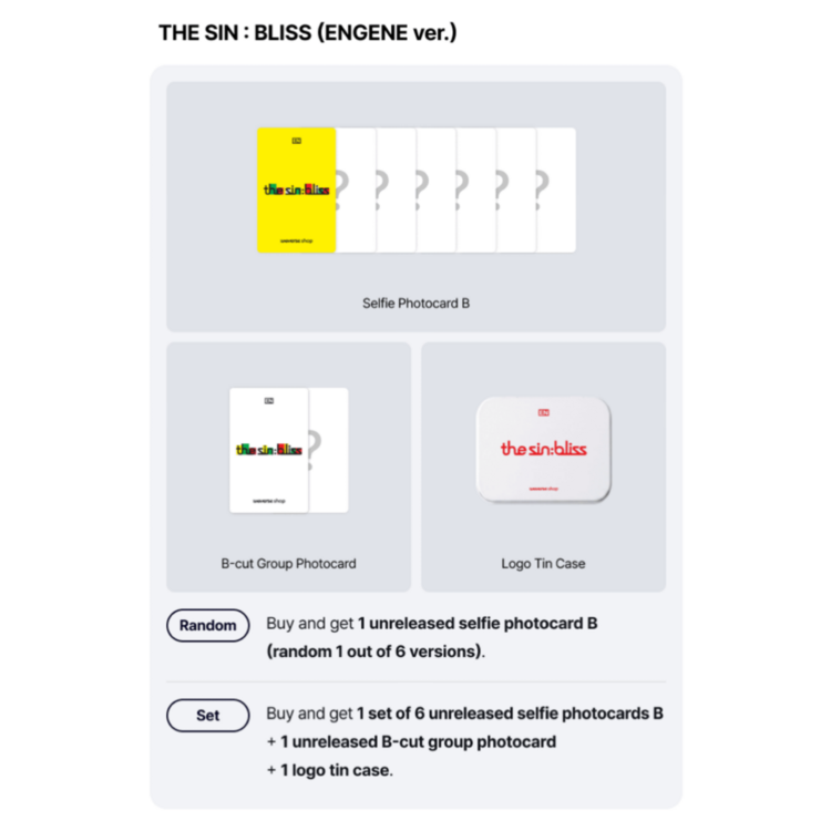 [PREORDER] ENHYPEN (엔하이픈) - THE SIN : BLISS  [ENGENE VER.] - 8TH MINI ALBUM + [ WEVERSE GIFT]