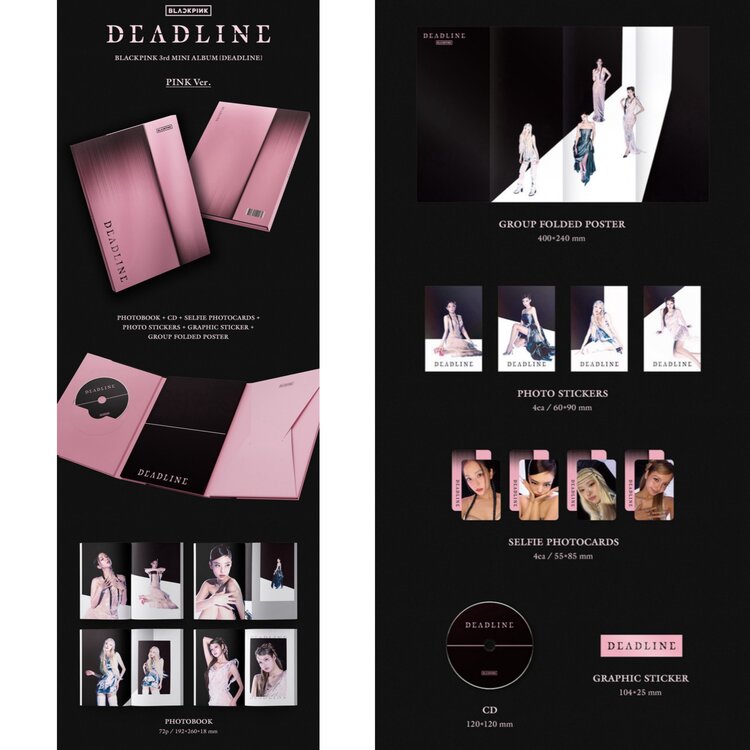 BLACKPINK (블랙핑크) - DEADLINE - [BLACK + PINK VER. SET] - 3RD MINI ALBUM + [WEVERSE GIFT]