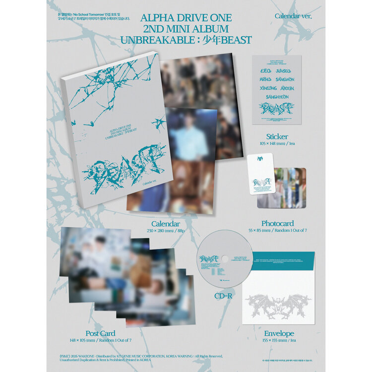 [PREORDER]  ALPHA DRIVE ONE (알파드라이브원) - UNBREAKABLE : 少年BEAST - [CALENDAR VER.] - 2ND MINI ALBUM