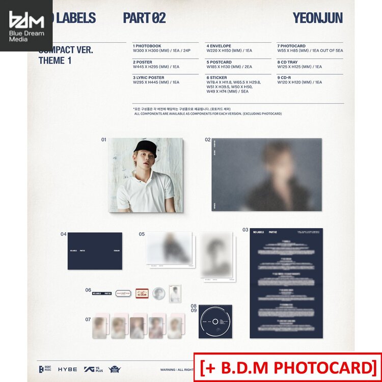 YEONJUN (연준) [TXT] - NO LABELS PART 02 - [COMPACT VER.] - 2ND MINI ALBUM + [BDM PHOTOCARD]