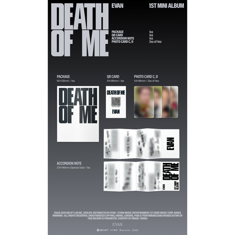 [PREORDER] EVAN (에반) - DEATH OF ME [WEVERSE ALBUM] - 1ST MINI ALBUM