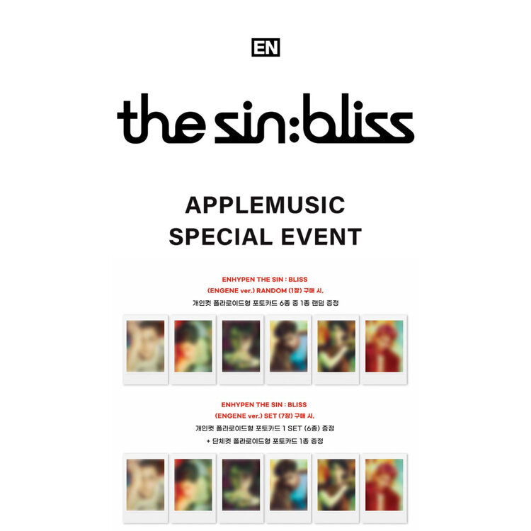 [PREORDER] ENHYPEN (엔하이픈) - THE SIN : BLISS  [ENGENE VER.] - 8TH MINI ALBUM + [ APPLE MUSIC PC]