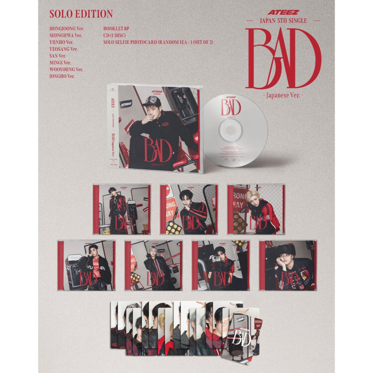 ATEEZ (エイティーズ) - BAD [MEMBER VER.] 5TH SINGLE ALBUM (JAPAN) + [UNIVERSAL MUSIC POB PHOTOCARD]