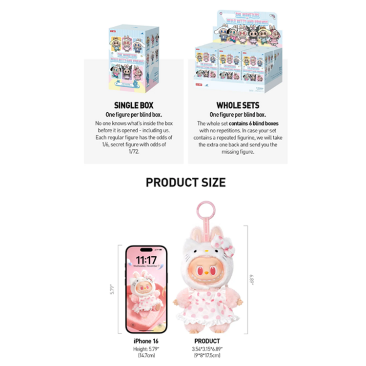 POP MART POP MART - THE MONSTERS X HELLO KITTY AND FRIENDS - PLUSH PENDANT BLINDBOX