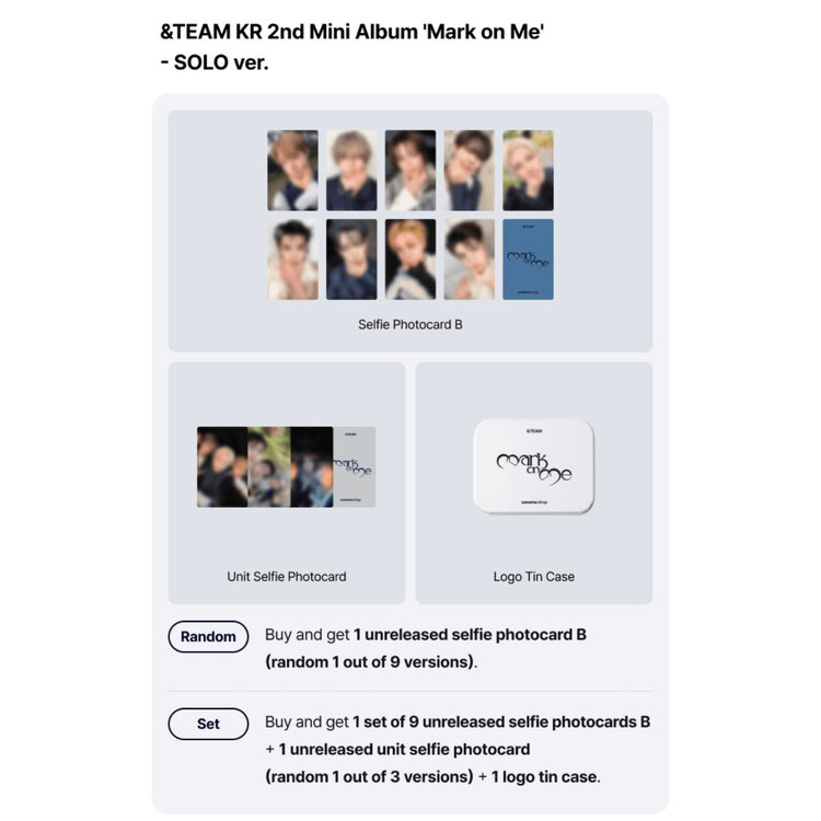 [PREORDER] &TEAM (앤팀) - MARK ON ME (SOLO VER.) - 2ND MINI ALBUM (KOREAN) + [EARLY BIRD WEVERSE GIFT]