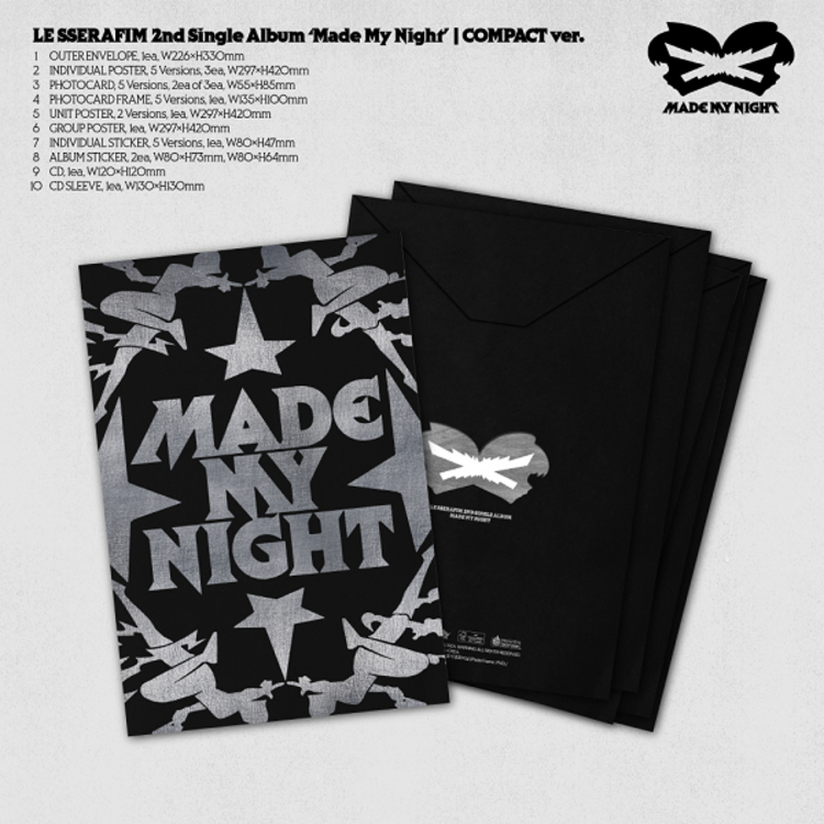 [PREORDER] LE SSERAFIM (르세라핌) - MADE MY NIGHT (COMPACT VER.) - 2ND SINGLE ALBUM + [WEVERSE GIFT]