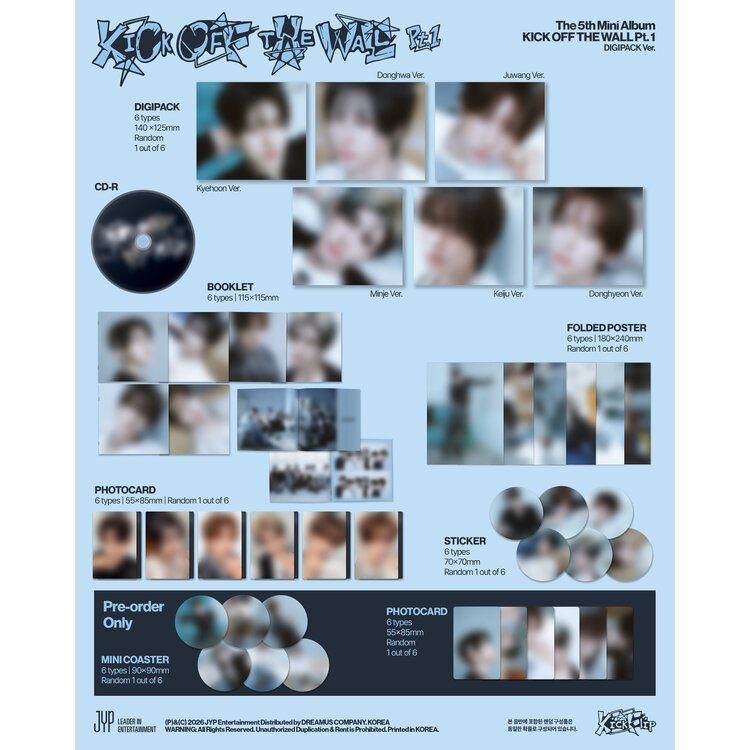 [PREORDER] KICKFLIP (킥플립) - KICK OFF THE WALL PT. 1 - (DIGIPACK VER.) - 5TH MINI ALBUM