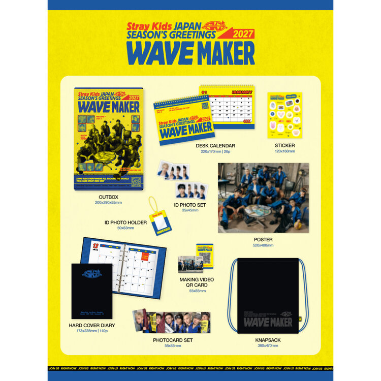 [PREORDER] STRAY KIDS (ストレイキッズ) - JAPAN SEASON'S GREETINGS 2027 [WAVE MAKER] - [DESK CALENDAR] PACKAGE + [SPECIAL PC]
