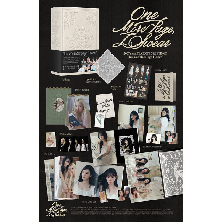 [PREORDER] AESPA (에스파) - 2027 SEASON'S GREETINGS "JUST ONE MORE PAGE, I SWEAR" - [DESK CALENDAR] PACKAGE + [WITHMUU PC SET]
