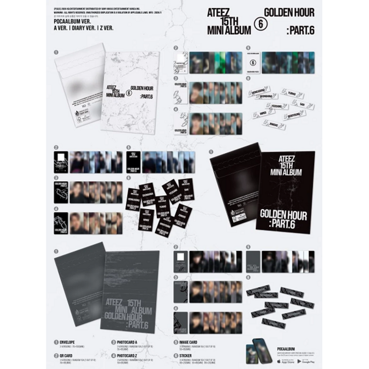 [PREORDER] ATEEZ (에이티즈) - GOLDEN HOUR PART.6 (POCA ALBUM) - 15TH MINI ALBUM + [MAKESTAR PC]