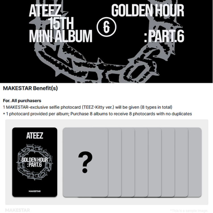 [PREORDER] ATEEZ (에이티즈) - GOLDEN HOUR PART.6 (POCA ALBUM) - 15TH MINI ALBUM + [MAKESTAR PC]