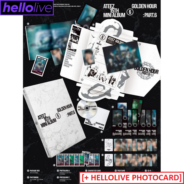 [PREORDER] ATEEZ (에이티즈) - GOLDEN HOUR PART.6 - 15TH MINI ALBUM + [HELLOLIVE PC]