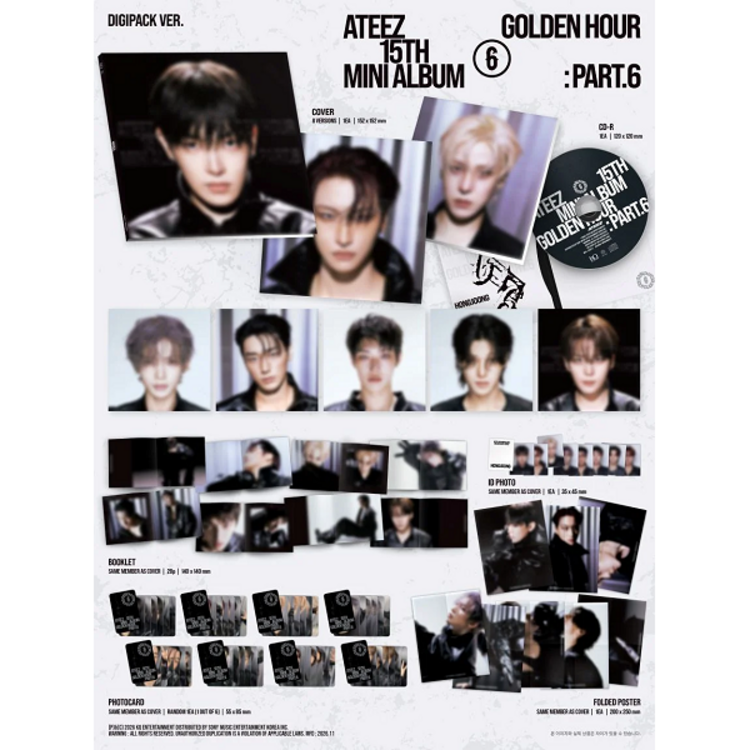[PREORDER] ATEEZ (에이티즈) - GOLDEN HOUR PART.6 (DIGIPACK VER.) - 15TH MINI ALBUM + [HELLOLIVE PC]