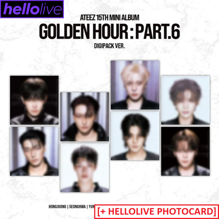 [PREORDER] ATEEZ (에이티즈) - GOLDEN HOUR PART.6 (DIGIPACK VER.) - 15TH MINI ALBUM + [HELLOLIVE PC]