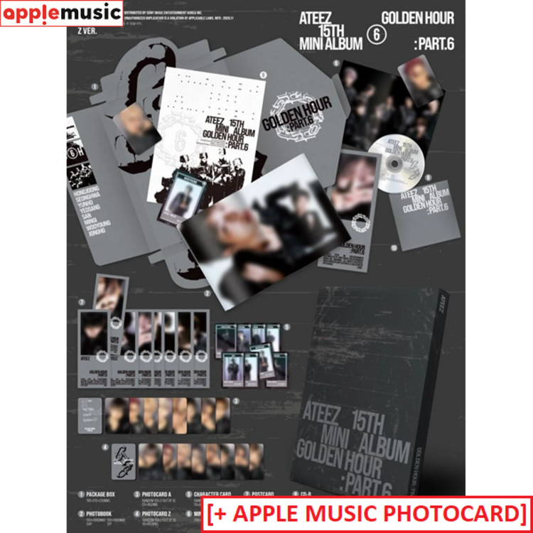 [PREORDER] ATEEZ (에이티즈) - GOLDEN HOUR PART.6 - 15TH MINI ALBUM + [APPLE MUSIC PC]