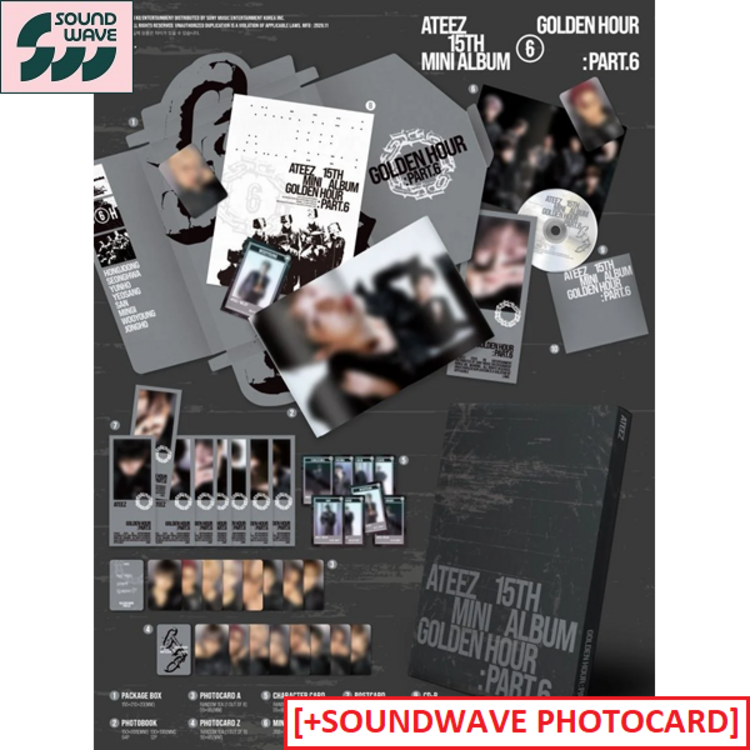 [PREORDER] ATEEZ (에이티즈) - GOLDEN HOUR PART.6 - 15TH MINI ALBUM + [SOUNDWAVE PC]