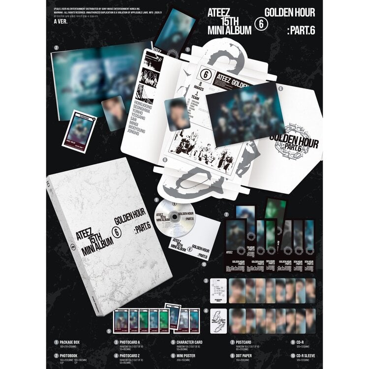 [PREORDER] ATEEZ (에이티즈) - GOLDEN HOUR PART.6 - 15TH MINI ALBUM (TOKTOQ SET + GIFT)