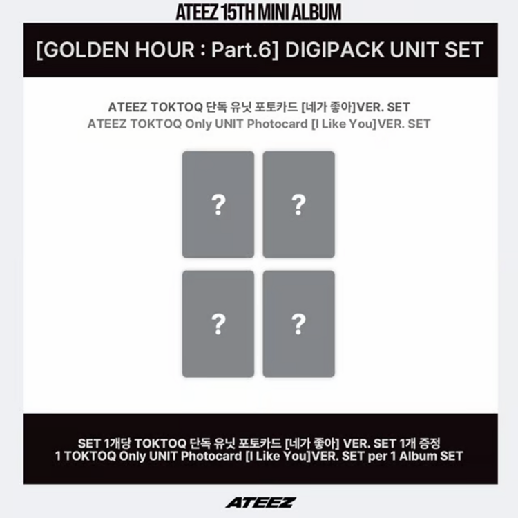 [PREORDER] ATEEZ (에이티즈) - GOLDEN HOUR PART.6 (DIGIPACK UNIT VER.) - 15TH MINI ALBUM (TOKTOQ SET + GIFT)