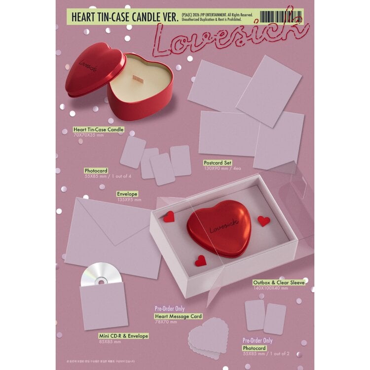 [PREORDER] CHAERYEONG (채령) (ITZY) - LOVESICK (HEART TIN-CASE CANDLE VER.) - 1ST MINI ALBUM
