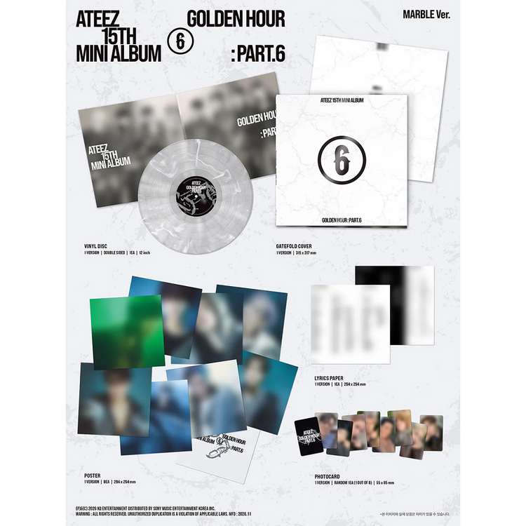 [PREORDER] ATEEZ (에이티즈) - GOLDEN HOUR PART.6 (MARBLE VER.) - 15TH MINI ALBUM
