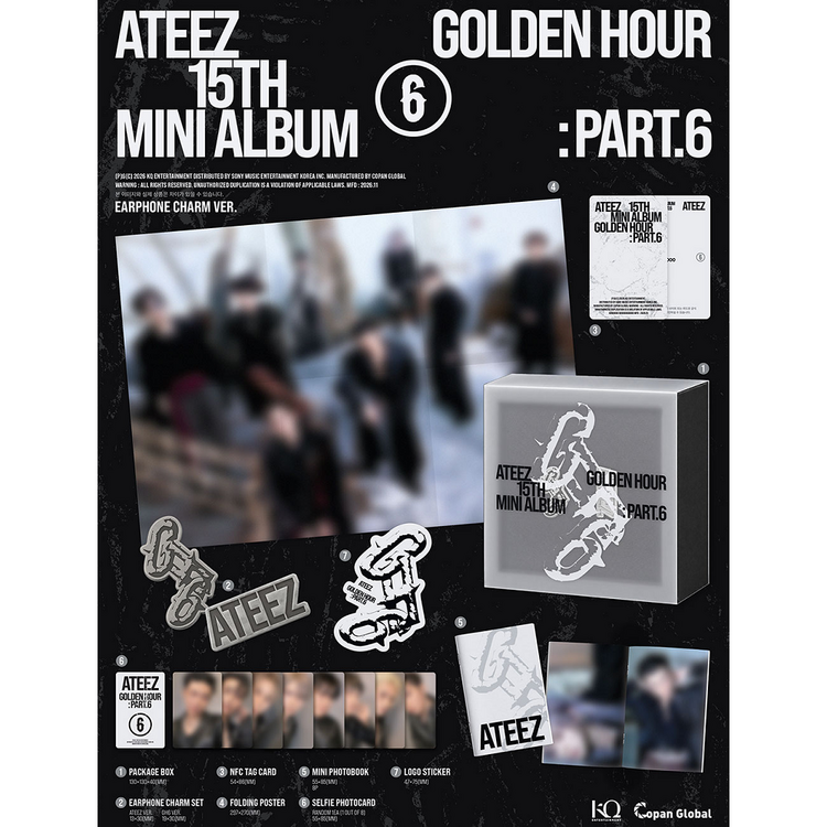 [PREORDER] ATEEZ (에이티즈) - GOLDEN HOUR PART.6 (EARPHONE CHARM VER.) - 15TH MINI ALBUM + [WITHMUU PC]