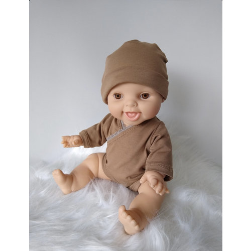 Kia Ora Doll Design Poppen romper camel longsleeve Kia Ora Doll Design Poppen romper camel longsleeve