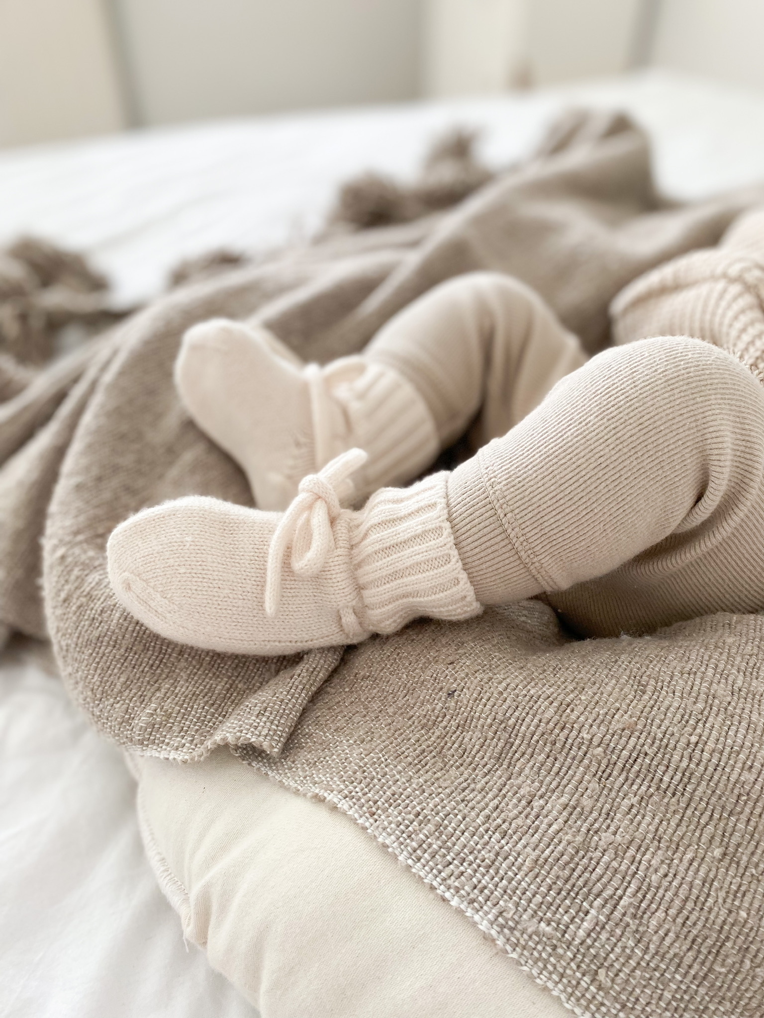 capsule jeans Schrijft een rapport Merino wol booties off white - 4 baby en kids