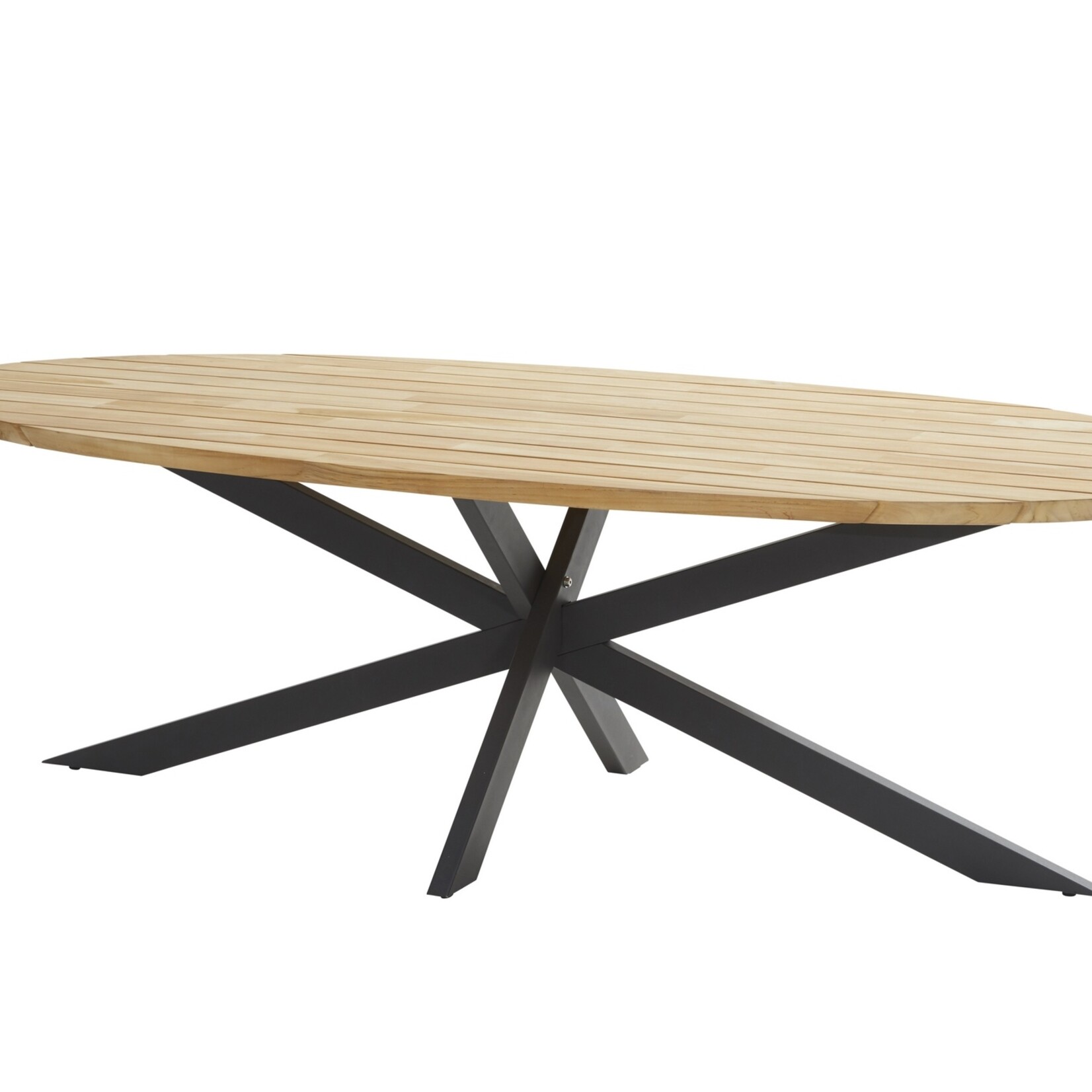 4SO 4SO Prado dining table ellips 240 X 115 cm Natural teak  top with anthracite legs