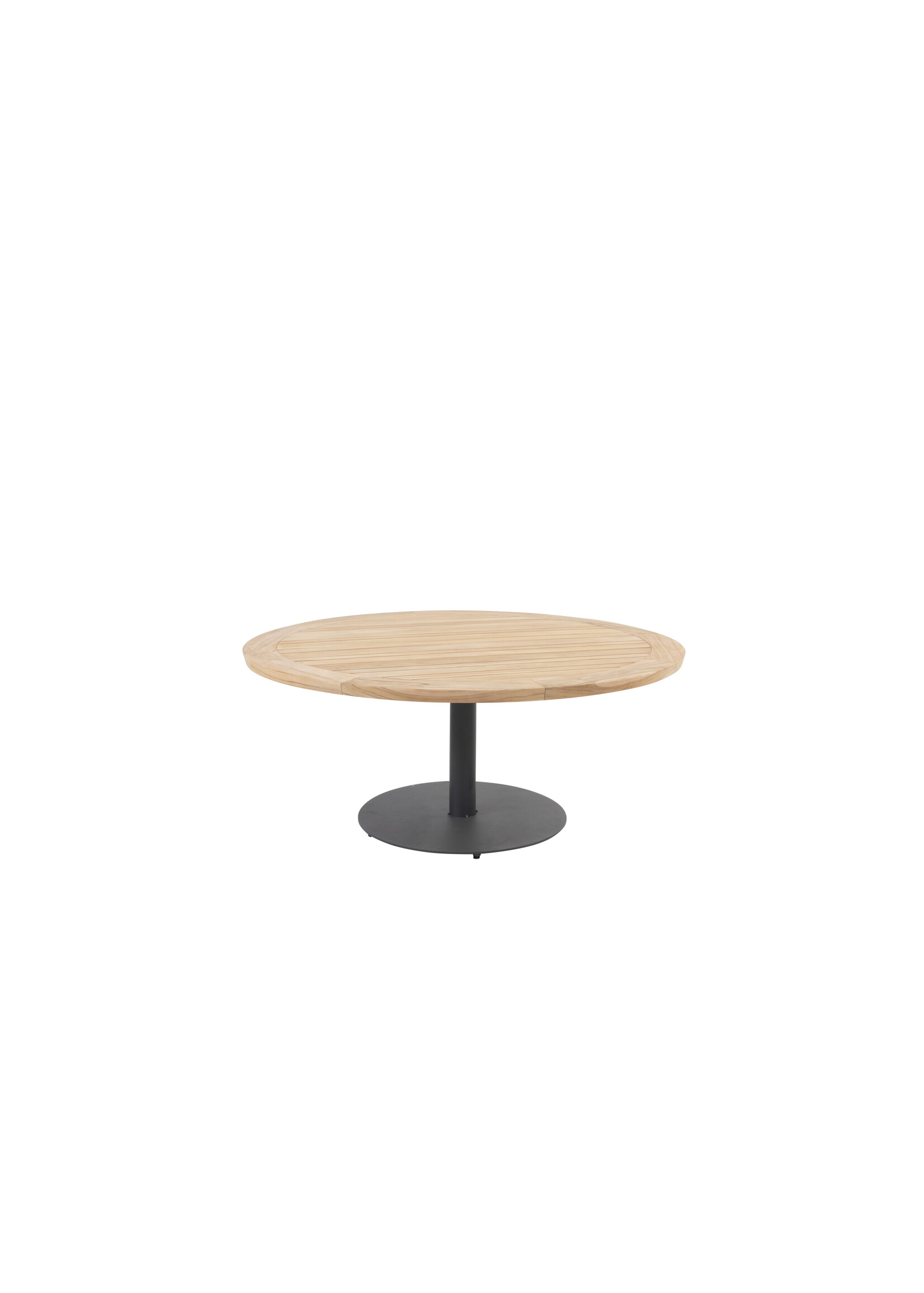 4SO 4SO Saba low dining table, top natural teak round 160cm H69cm + base anthracite round 150x69cm