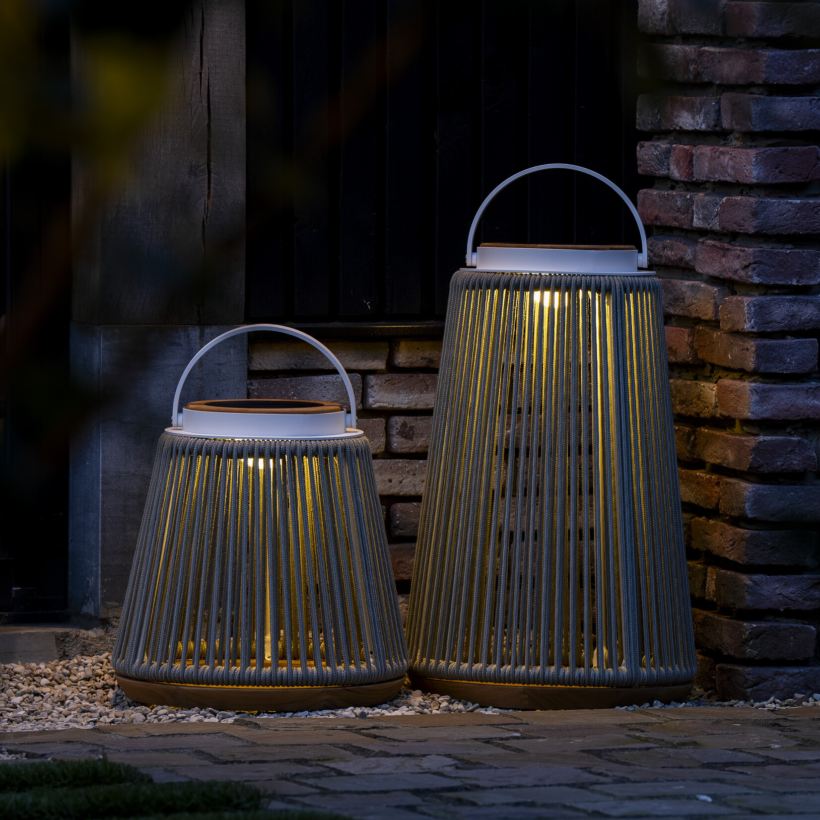 Easyfires Easyfires Enjoylight Rocca White Solar taupe grijs set van 2