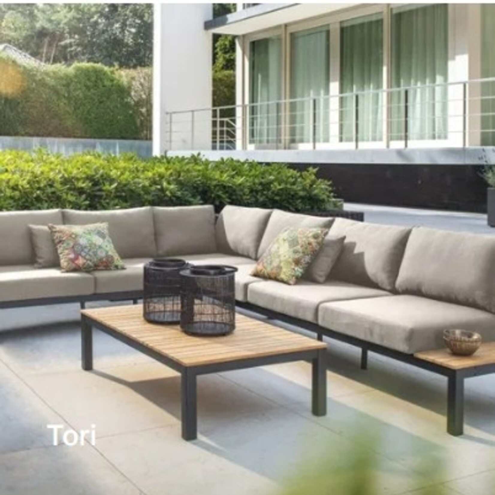 Yoi YOI |  Tori cornerset  alu black teak / mixed grey