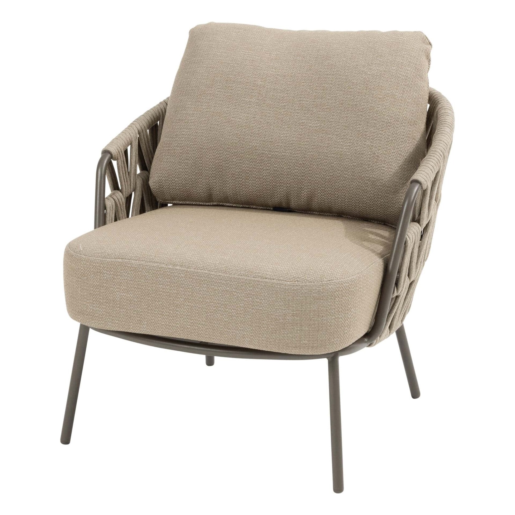 4SO 4SO Mallorca low dining chair terre with 2 cushions