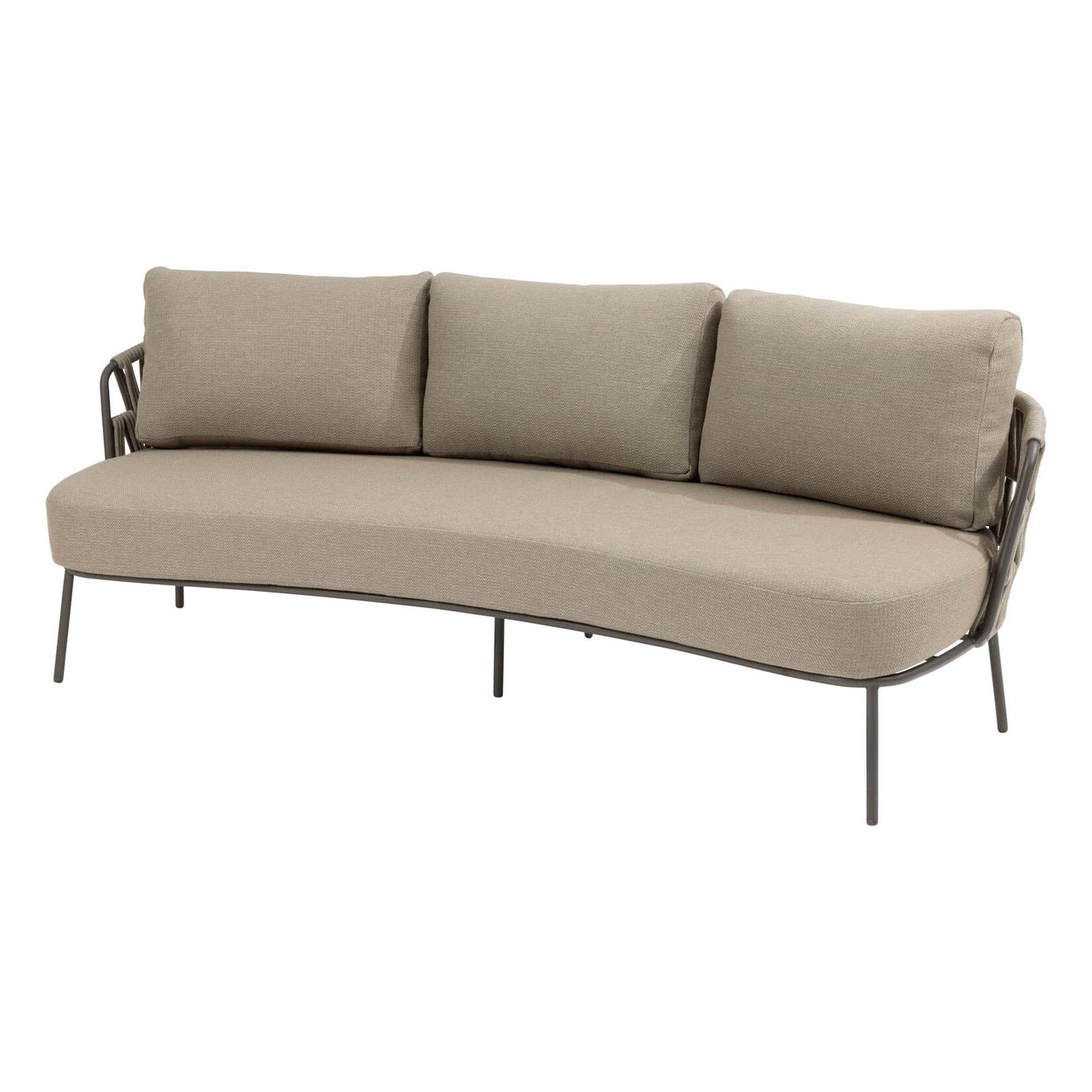 4SO 4SO Mallorca 3 seater low dining bench terre with 4 cushions