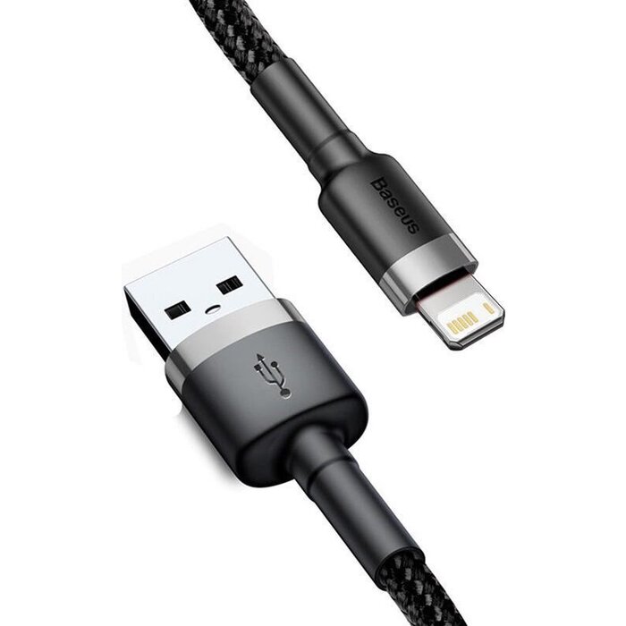 Baseus iPhone Lightning - USB kabel 2 meter| 2.4A Extra Snellader Kabel | iPhone fast en quick charge oplaadkabel | Type USB-A naar Apple Lightning | Oplaadsnoer Apple Telefoon | Zwart - 2 meter