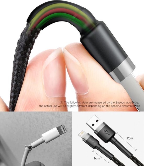 iPhone - kabel 2 meter| 2.4A Extra Snellader Kabel iPhone fast en quick charge oplaadkabel | Type USB-A naar Apple Lightning | Oplaadsnoer Apple | Zwart - 2 meter - RocketSale.nl