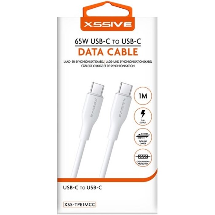 Xssive TPE Serie 65W Type-C to Type-C Cable 1m - Wit