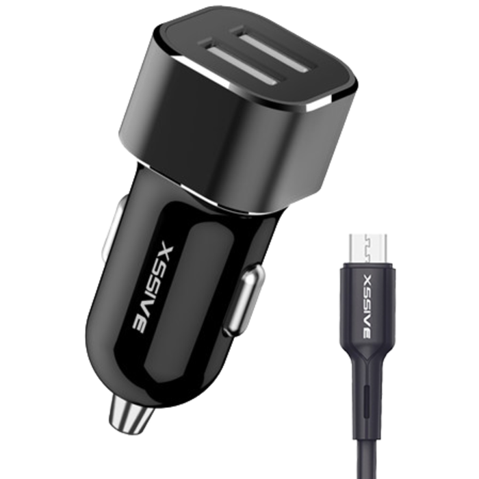 XSSIVE Xssive C29N Duo Car Charger + Micro Cable 2.4A - Zwart