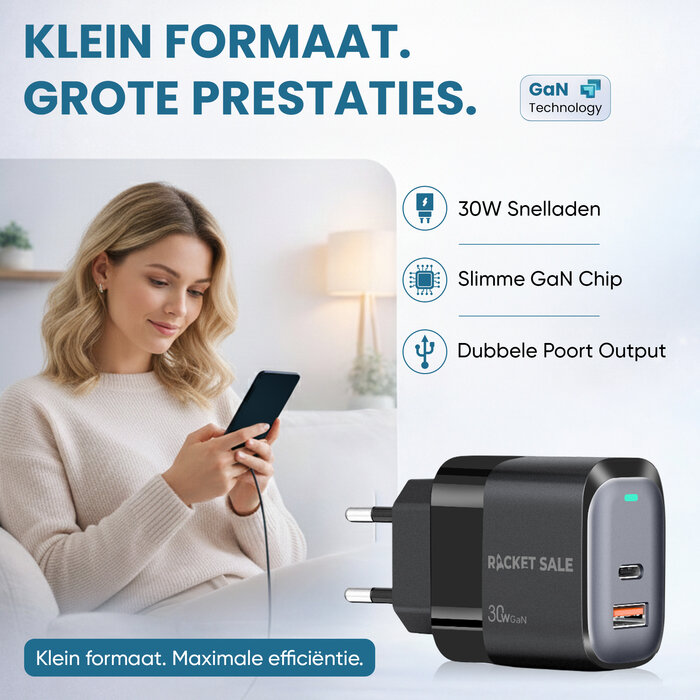 Rocket Sale® 30W Dual Adapter USB A+C